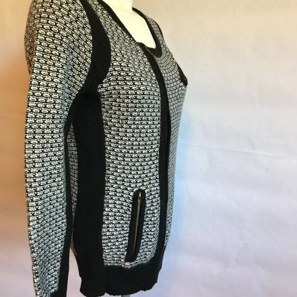 A Pea in the Pod Maternity Black & White Zip-Up Cardigan Sweater, Size Small - Picture 6 of 10